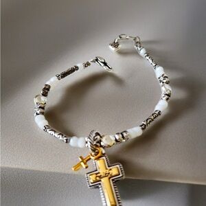 Brighton Chic Two-Tone Cross Charm Bracelet